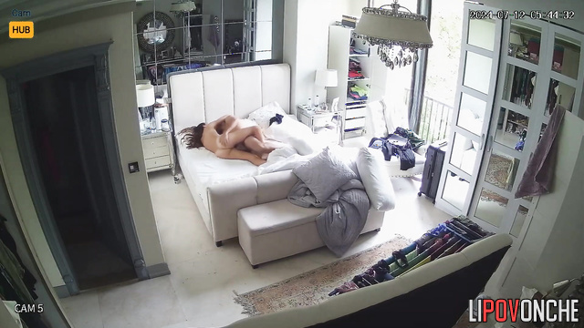 Naked gorgeous lovers enjoying each other in the morning