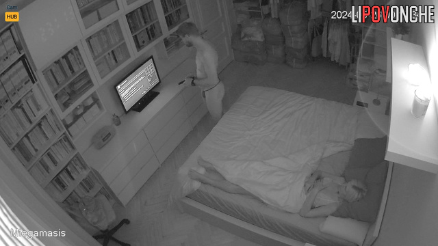 Couple playing hot games with masks at midnight