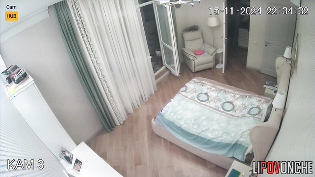 Skinny lovers relaxing on the bed (hidden video)
