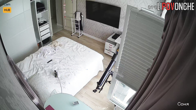 Sexy russian girl playing console in white underwear