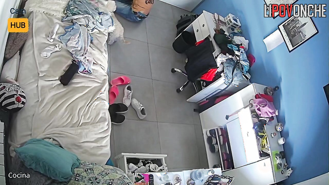 Brunette putting her panties on (she is prepearing for a date)