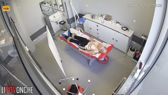 Boobs of this sexy blondie are about to get bigger (video from camera from clinic)