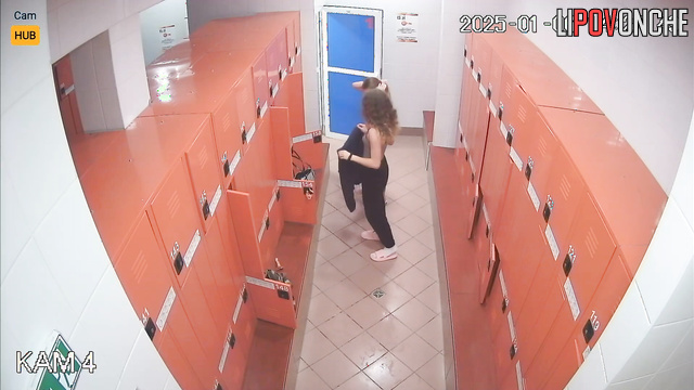 Girls put on swimming caps (hidden cam in locker room)