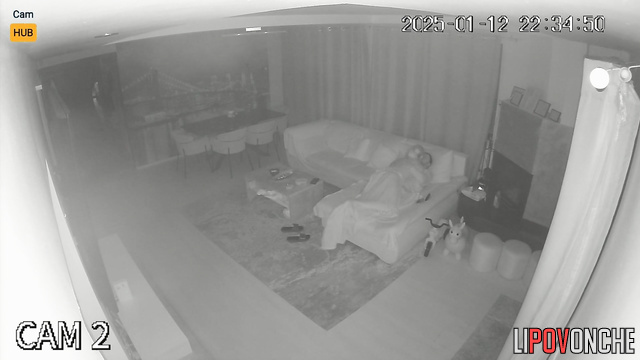 Skinny blonde fucking her new neighbor in the living room