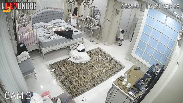 Couple dressing on business appointment in their huge bedroom