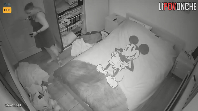 Couple fucking under a blanket with a Mickey Mouse pattern