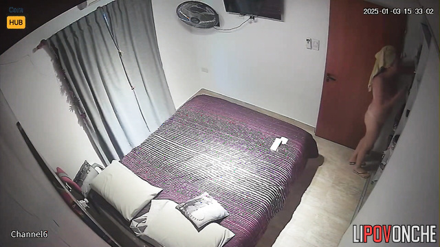 She's going on a short trip (naked babe in the bedroom)