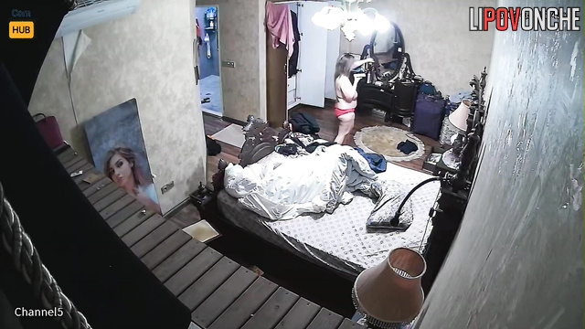 Bitch with huge floppy tits walks around the house topless