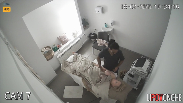 Hidden camera video of candid massage of chubby body of Serbian girl.