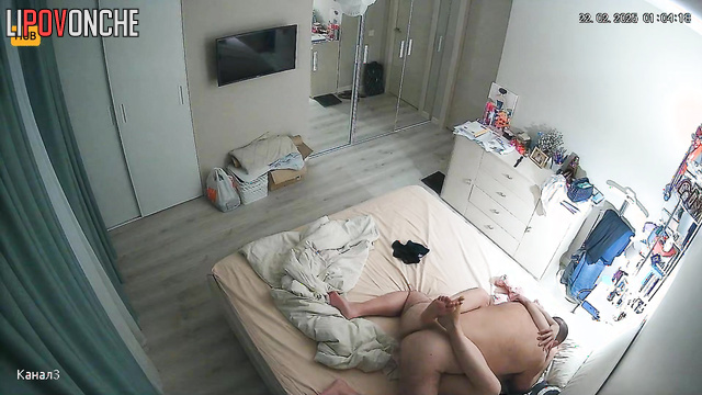 A cheerful Russian beauty seductively approaches her husband and performs blowjob on him