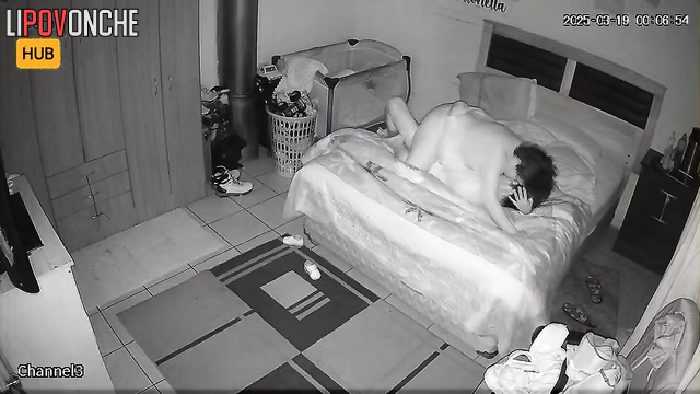 Active husband places his overweight wife with a hairy pussy in a doggystyle position