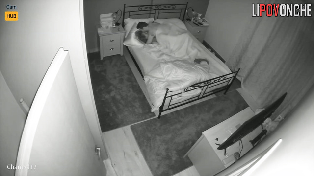 A young man actively fucks his skinny curly-haired wife with small tits