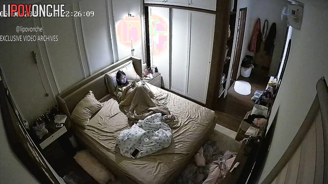 Passionate night between two asian people, spy cam