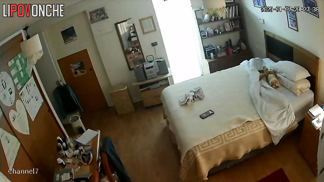 Finally her husband went to work, so she can masturbate