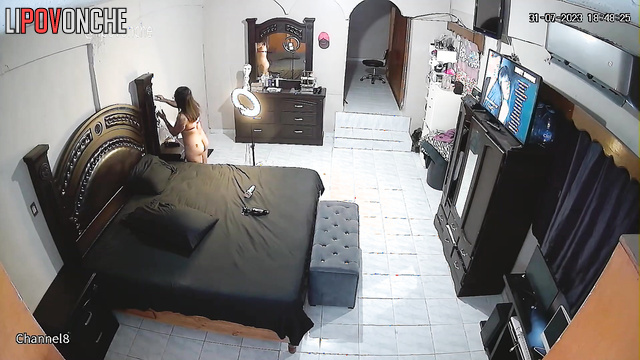 A tattooed brunette films herself testing out new sex toys on her phone