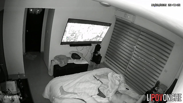 A bored wife plays with her husband's dick while he watches a movie