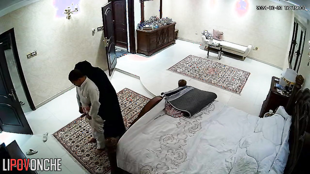 A chubby Arab prostitute plays with her new shy client's cock