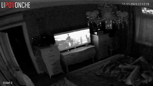 A skinny beauty treated her lover to a nice evening blowjob while watching TV