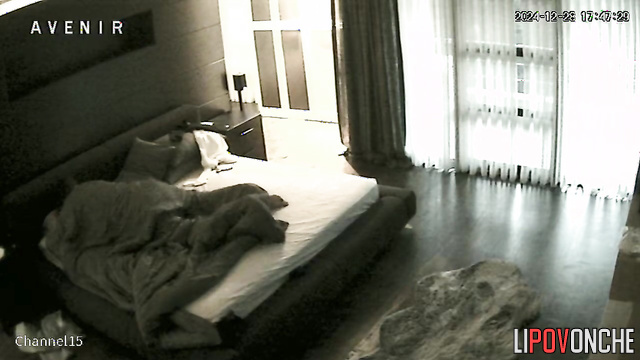 After a phone call, the husband tenderly kisses and licks his wife's naked ass