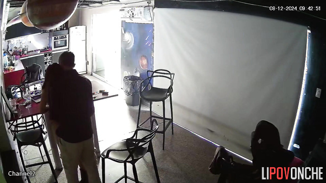 Morning drunk fuck in the closed beer bar, spy camera