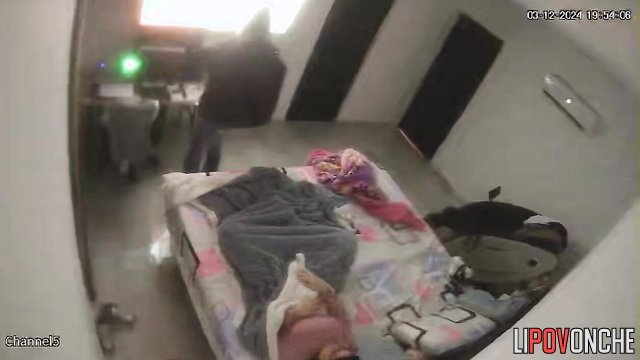 Chubby brunette started masturbating after he left her