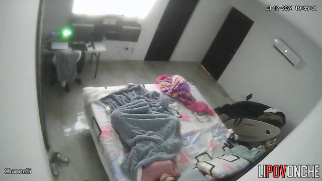 Chubby brunette started masturbating after he left her