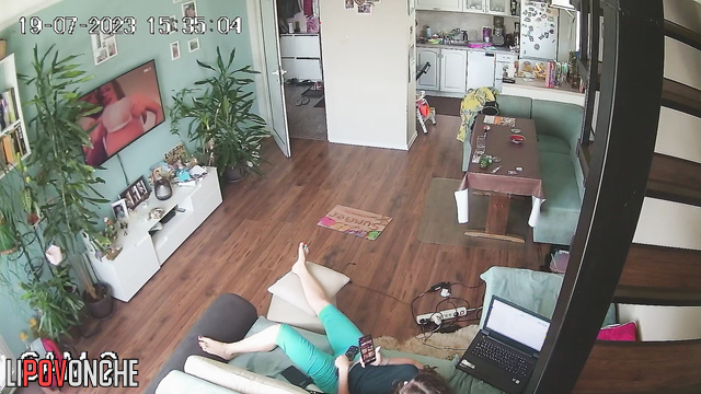 Brunette watching gentle porn and masturbating right now