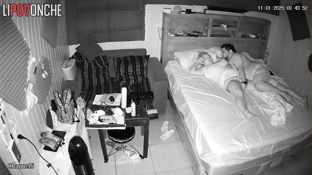 Chubby people using a sex toy during hot bed games