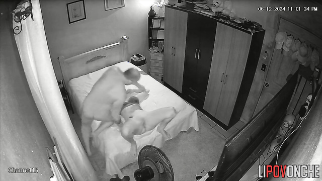 A sassy brunette teases and sexually harasses her naked, bald husband