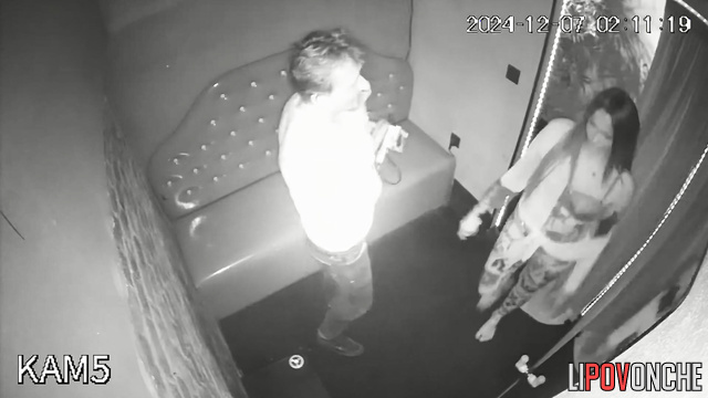 The client can't keep his hands to himself and strokes the tattooed stripper