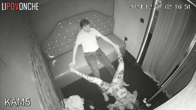 The client can't keep his hands to himself and strokes the tattooed stripper