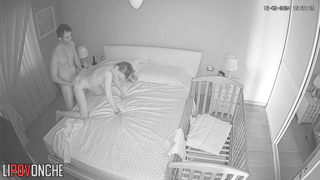 A skinny housewife hurriedly undresses to have a wild romp with her husband