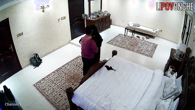 Horny muslim couple enjoying kissing in bed, look