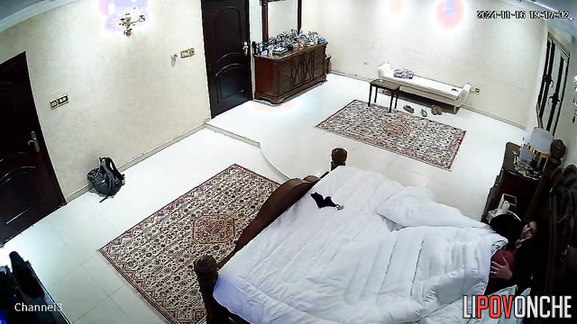 Horny muslim couple enjoying kissing in bed, look