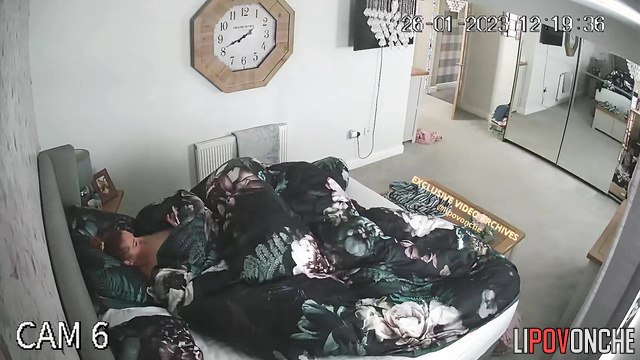 Mature chubby lady having fun alone under the blanket