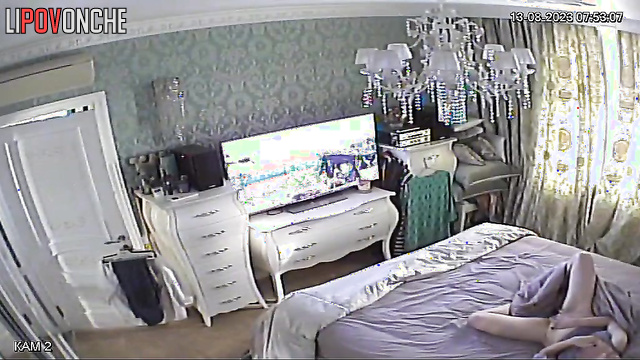 Lonely lady masturbating in nightgown (immediately after waking up)