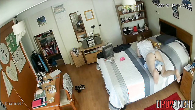 Horny milf loves to masturbate when she is alone in the room