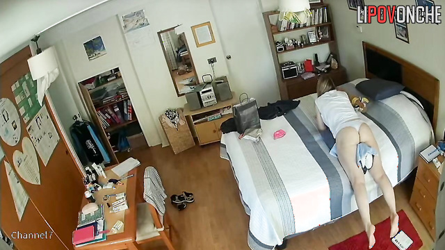 Horny milf loves to masturbate when she is alone in the room