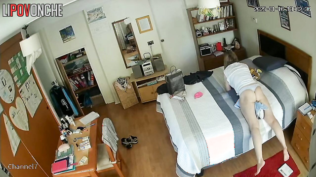 Horny milf loves to masturbate when she is alone in the room