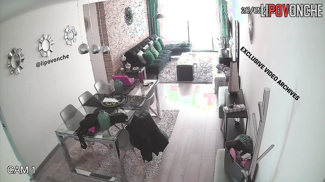 Long-haired babe waiting for her lover in the living room