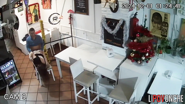 Boss always fucks her before her shift, cafe camera