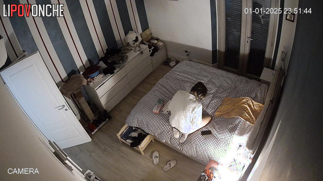 She stroked her vibrator before masturbation, solo scene