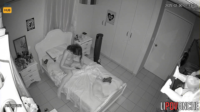 While her parents don't hear she plays with her little pussy