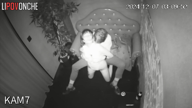 Couple imitated sexual movements in the striptease club
