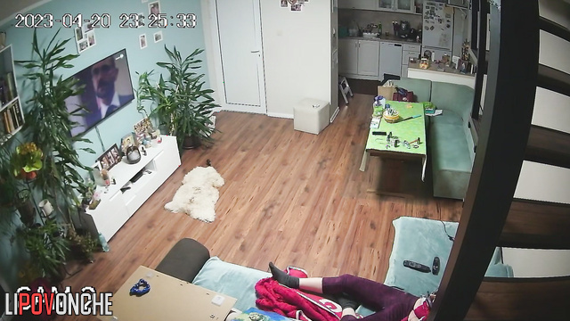 Woman chills all day long in her flat and just watches TV