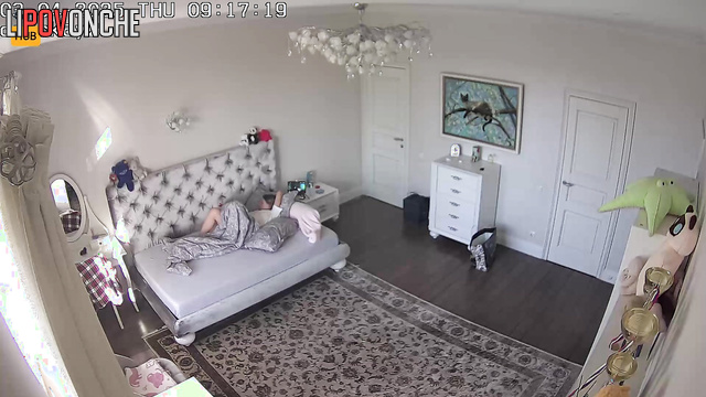Hidden camera in teenage girl's bedroom. Look at her seductive ass
