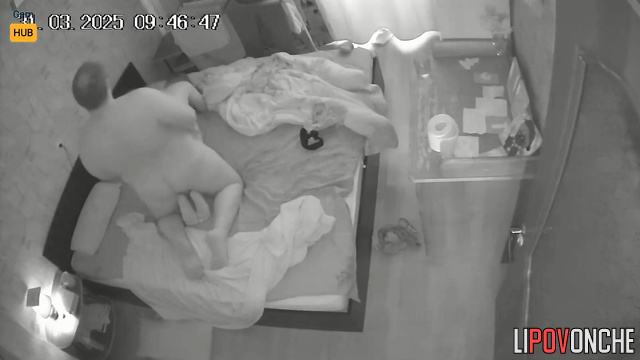 Excited fat husband put his seductive skinny wife on his big hot cock