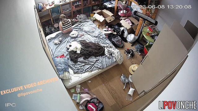 She have just showered and chills naked on her bed in bedroom