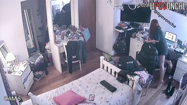 She's slowly getting ready for a sleepover with her boyfriend