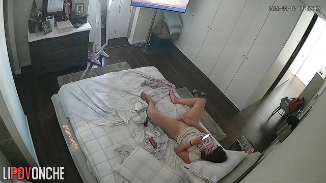 Her masturbation was interrupted by a close relative